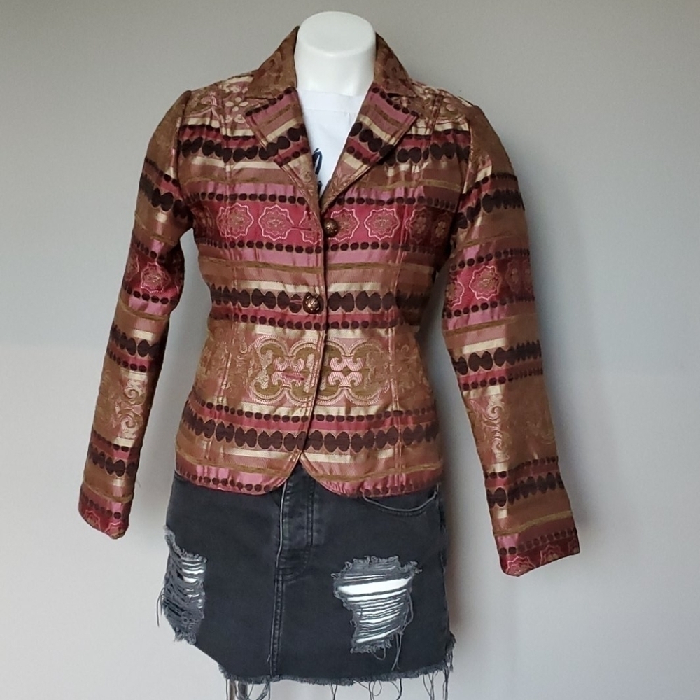 SALE 4/$15 Vintage Erin London Brocade Boho Blazer